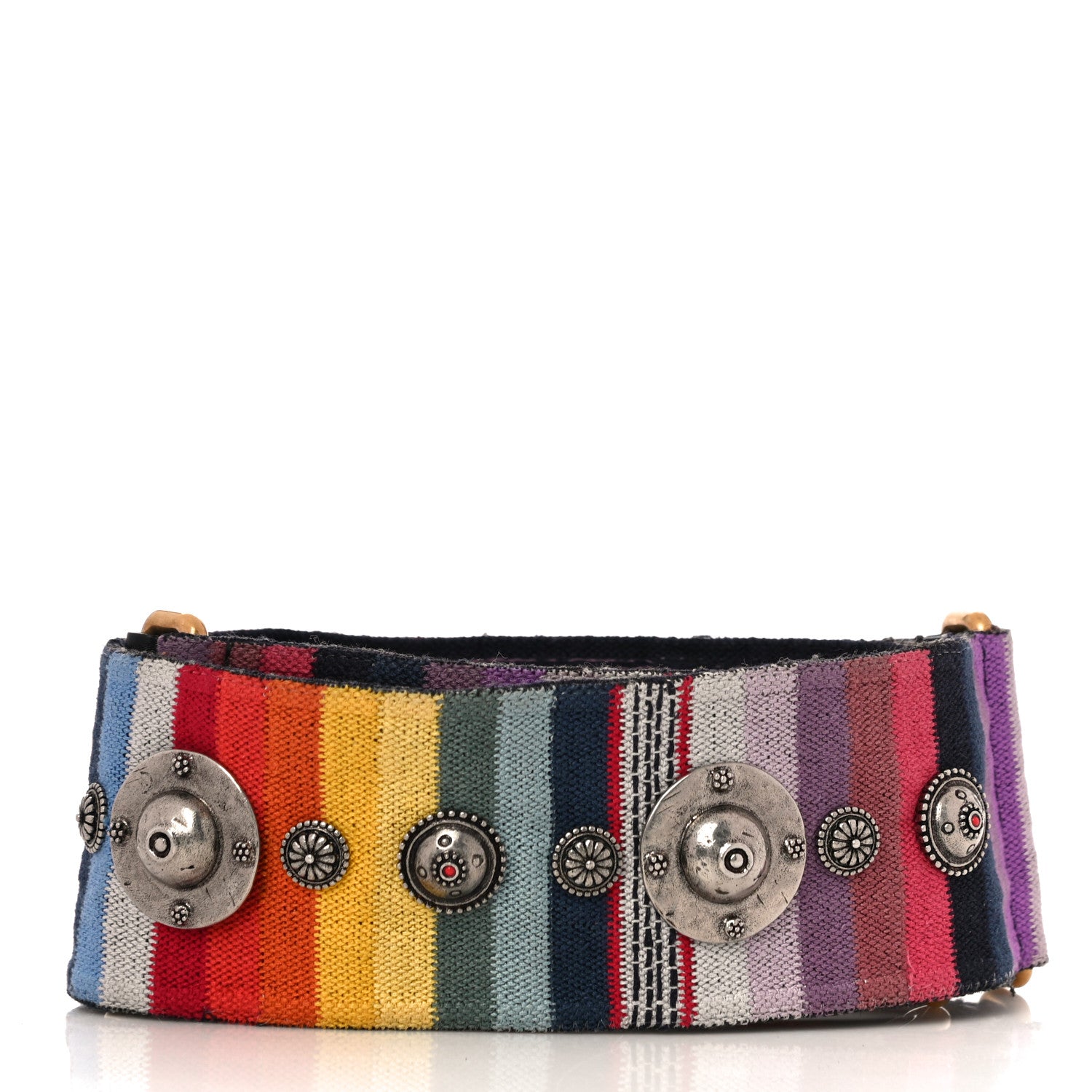 Christian Dior Canvas Embroidered Studded Rainbow Shoulder Strap 2 of 6
