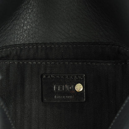 Fendi Vitello Flamingo Enamel Fendista Pouchette Crossbody Black 6 of 8