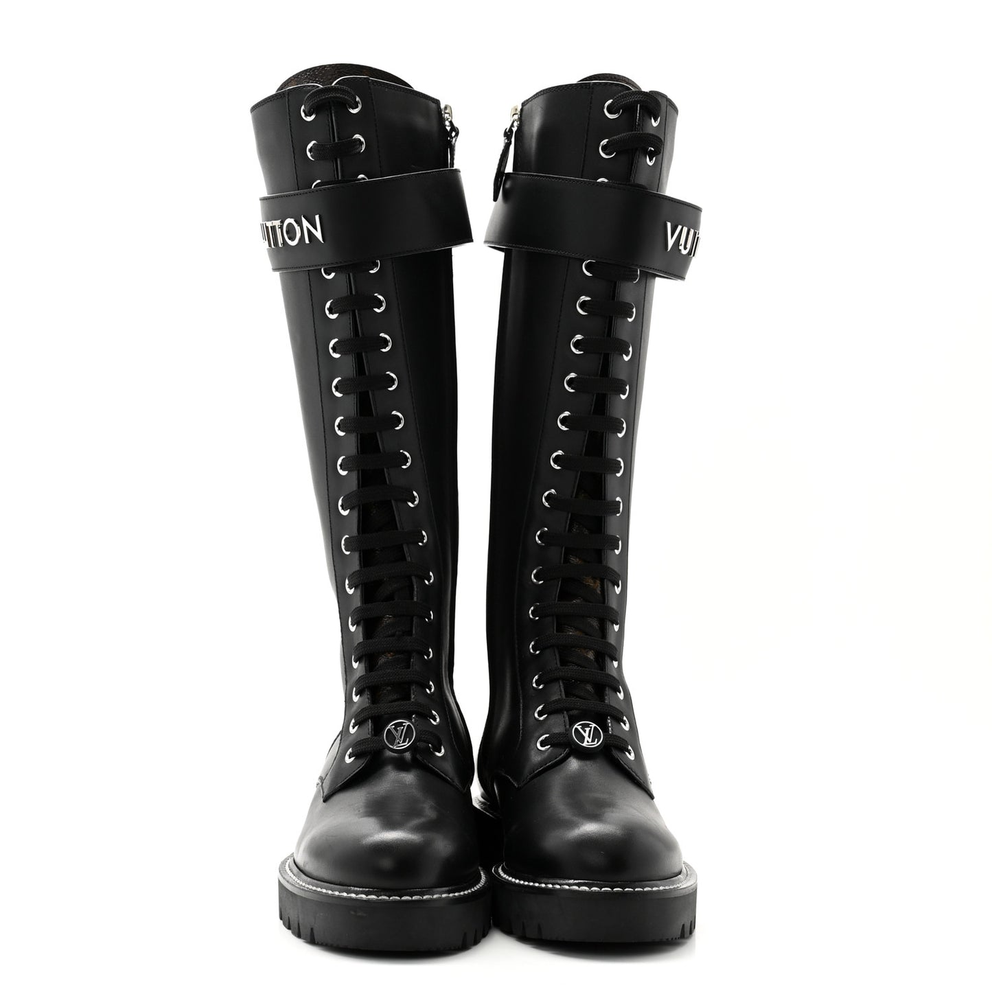 Monogram Calfskin Territory Tall Lace Up Ranger Boots 37 Black