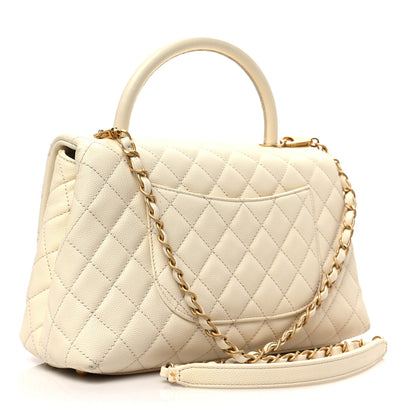 Chanel Caviar Quilted Small Coco Handle Flap White 3 of 9