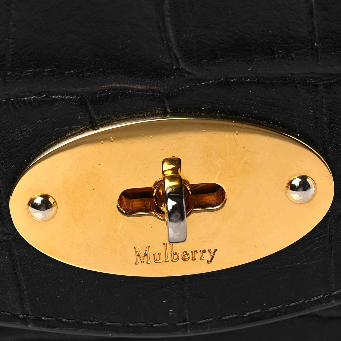 Crocodile Embossed Calfskin Small Darley Black