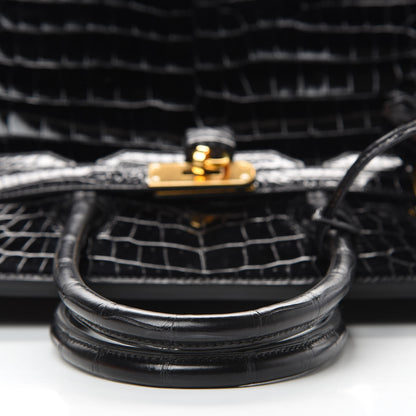 Hermes Shiny Porosus Crocodile Birkin 35 Black 10 of 41