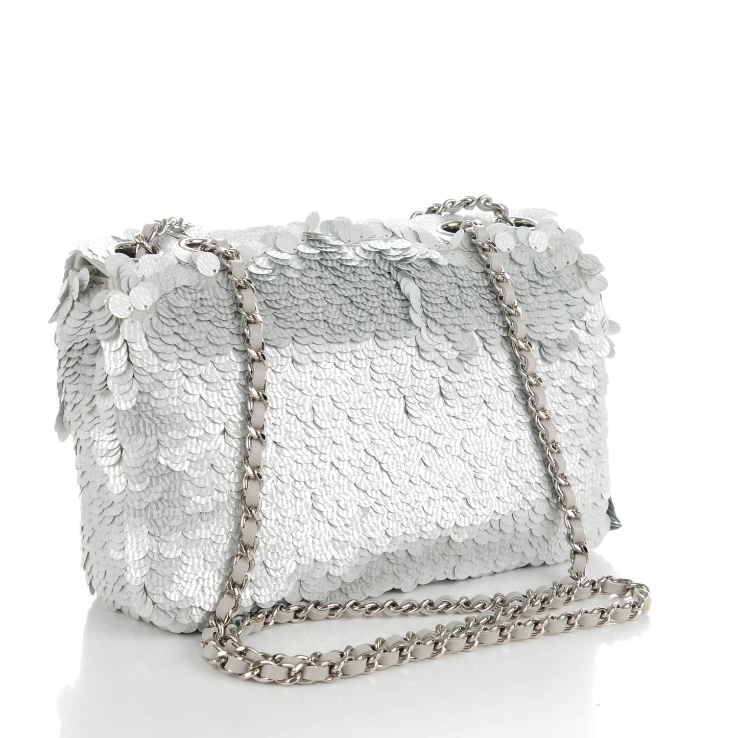 Sequin Paillette Small Flap Silver