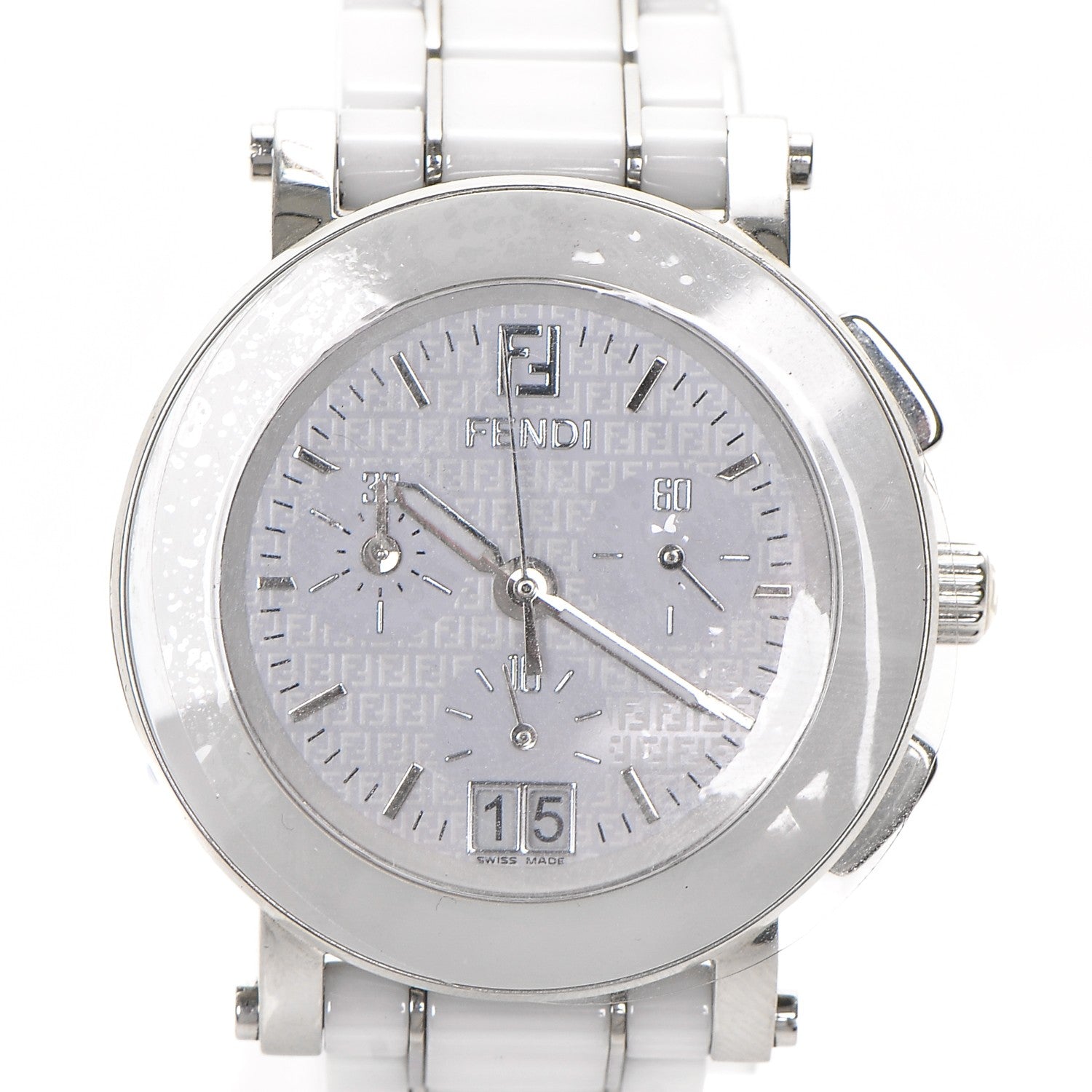 Fendi Stainless Steel Ceramic 38mm Chronograph Quartz Watch White 1 of 9