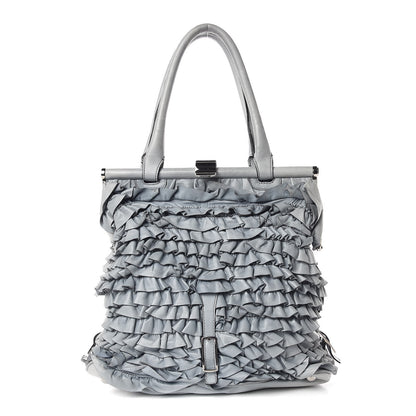 Valentino Garavani Lambskin Ruffle Tote Blue 1 of 14