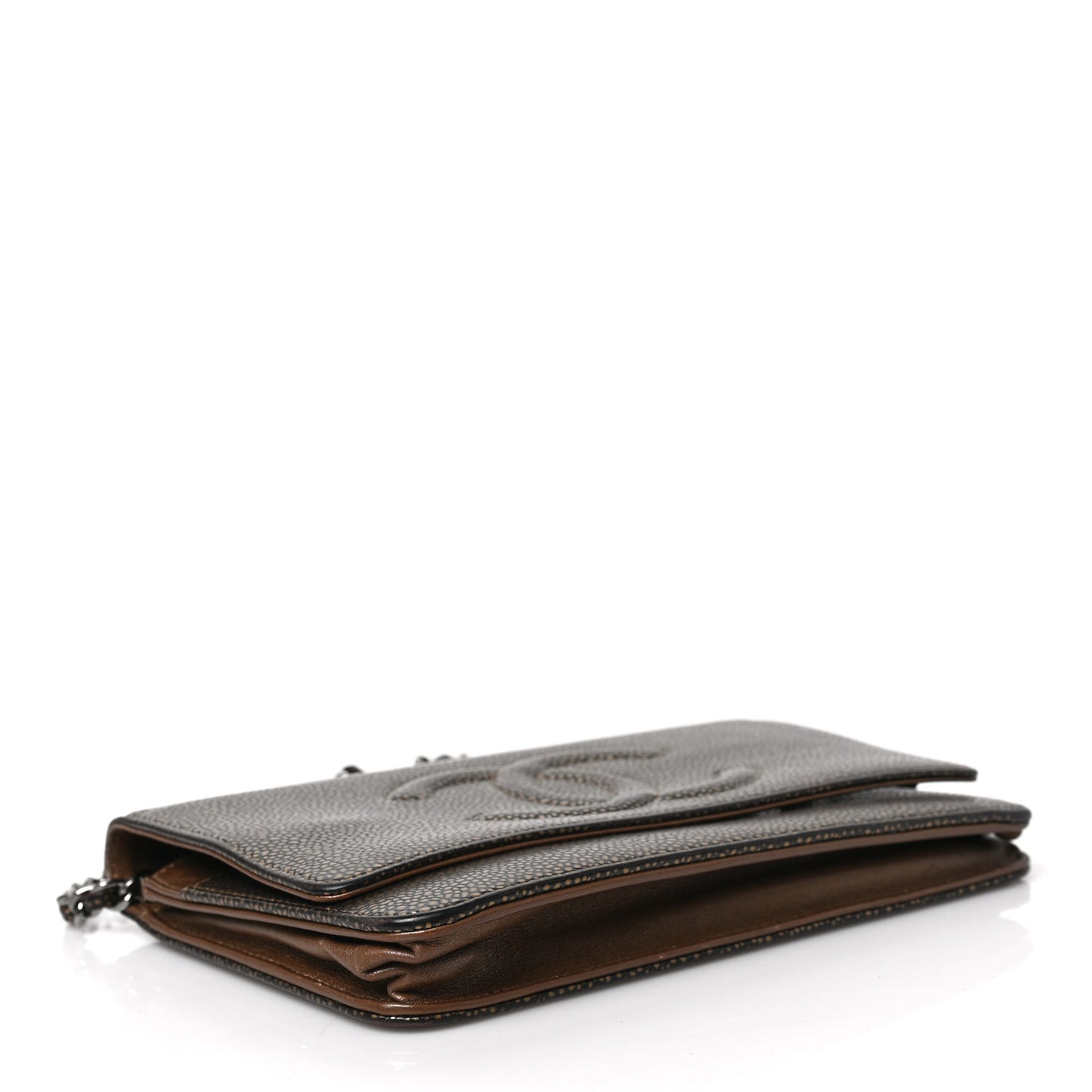 Metallic Caviar Timeless CC Wallet on Chain WOC Bronze
