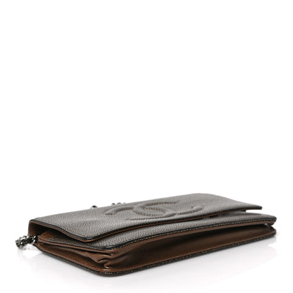 Chanel Metallic Caviar Timeless CC Wallet on Chain WOC Bronze 4 of 9