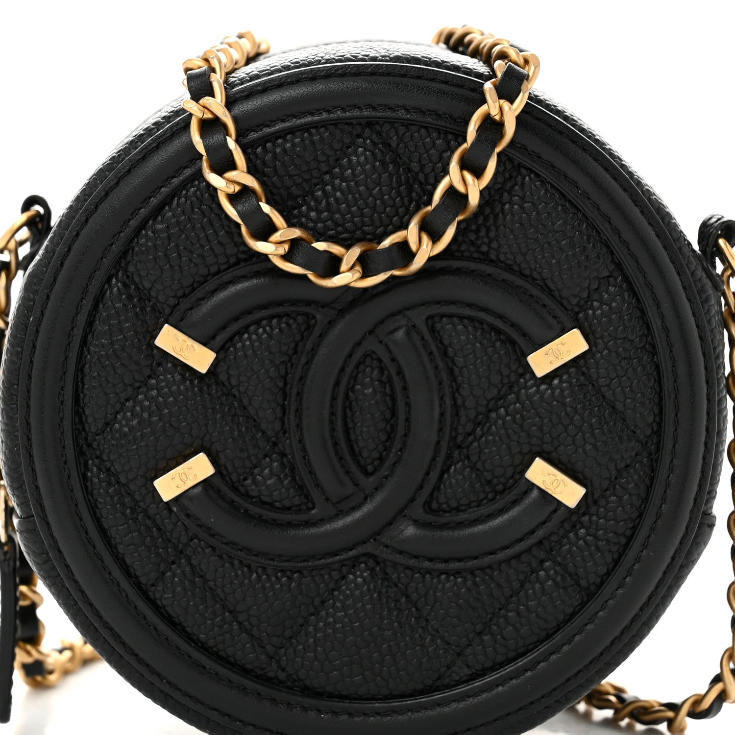 Chanel Caviar Quilted Round Filigree Crossbody Black 7 of 9