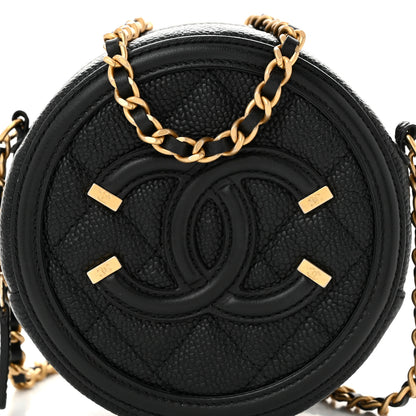 Chanel Caviar Quilted Round Filigree Crossbody Black 7 of 9