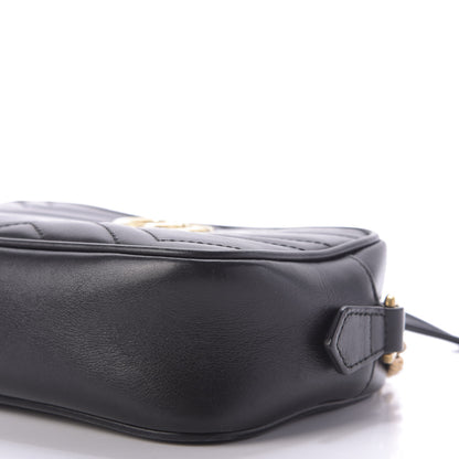 Gucci Calfskin Matelasse Mini GG Marmont Chain Shoulder Bag Black 7 of 10