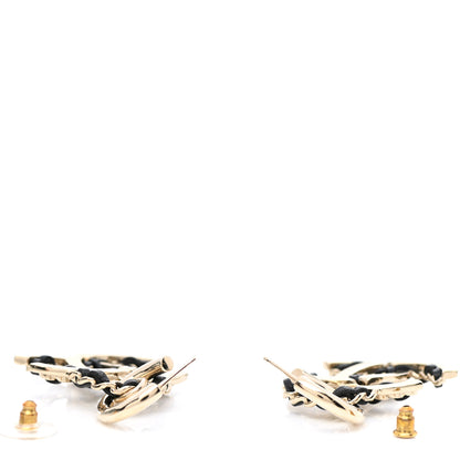 Chanel Lambskin Chain CC Drop Earrings Black Gold 3 of 5