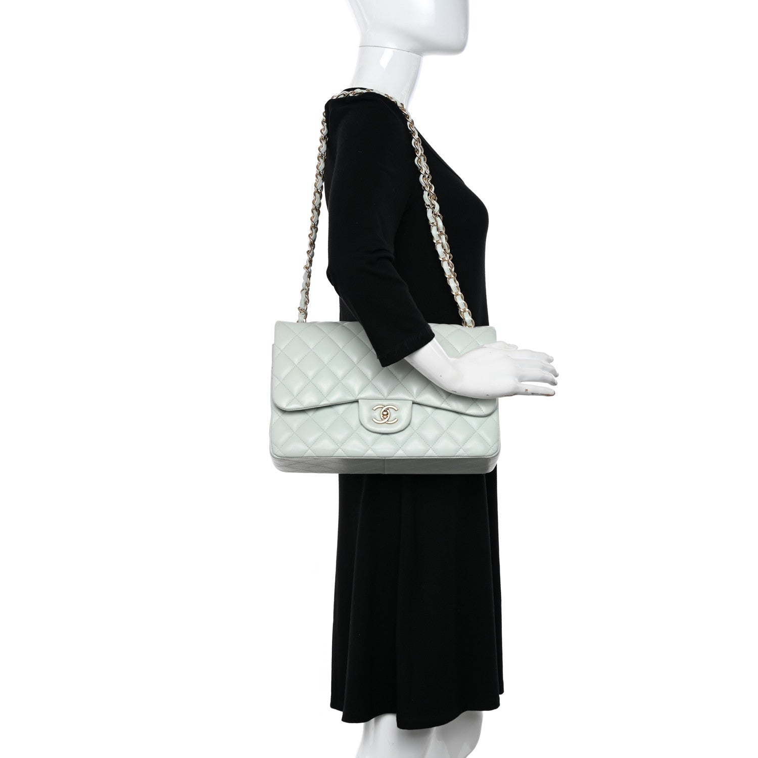 Chanel Lambskin Quilted Jumbo Double Flap Light Green 2 of 11