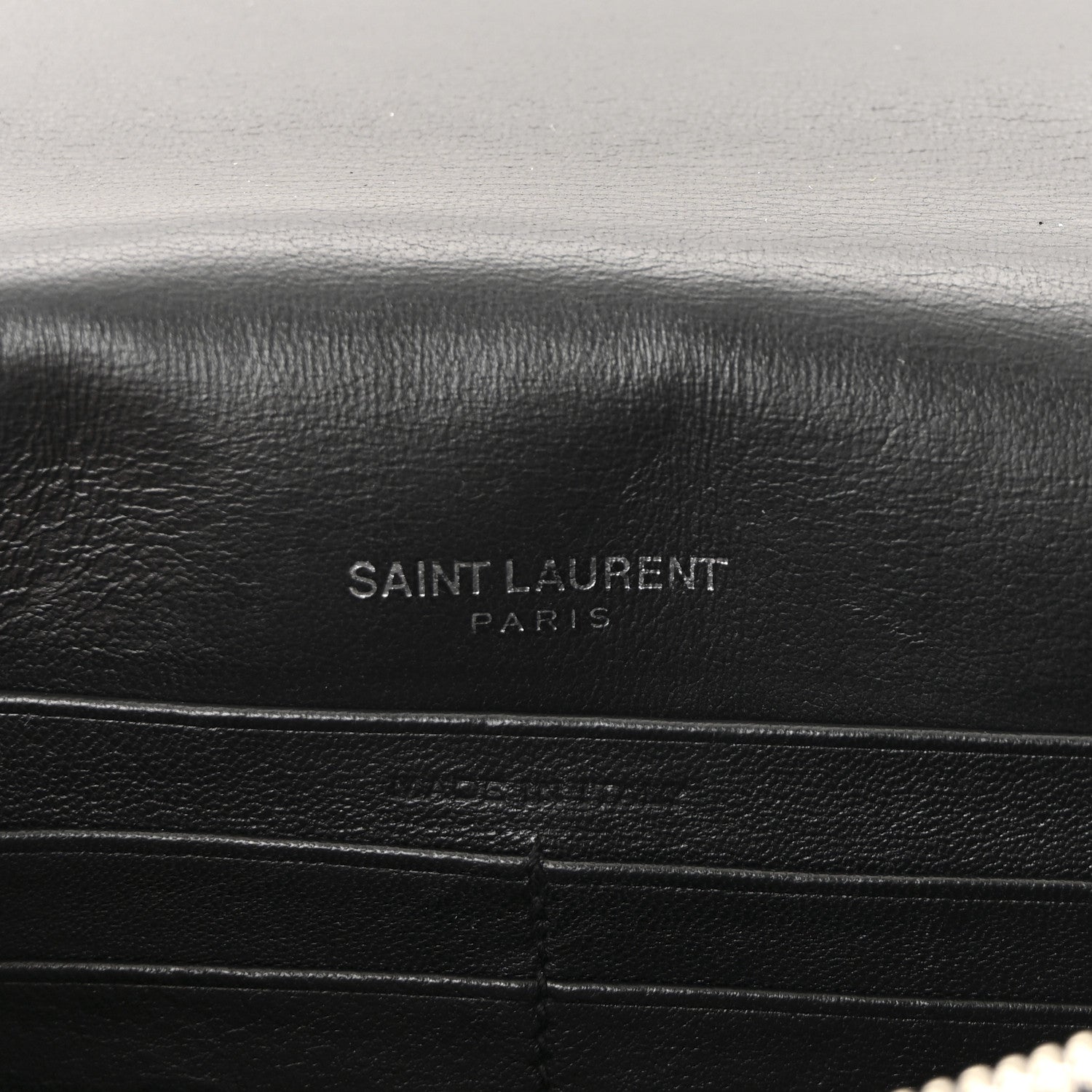 Saint Laurent Calfskin Crocodile Embossed Kate Monogram Tassel Chain Wallet Black Black 6 of 9