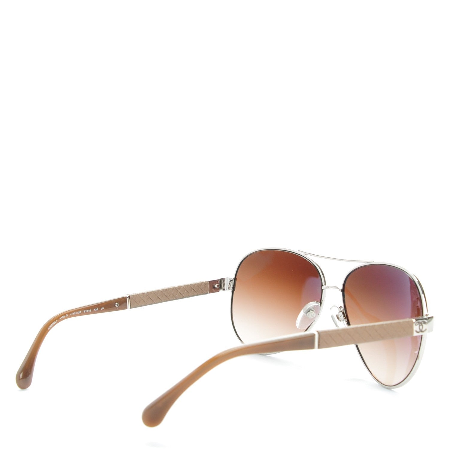 Chanel Lambskin Quilted CC Aviator Sunglasses 4195-Q Silver Taupe 3 of 7
