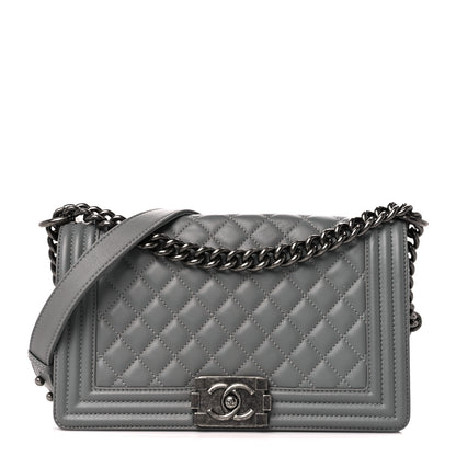 Chanel Lambskin Quilted Medium Boy Flap Grey 1 of 10