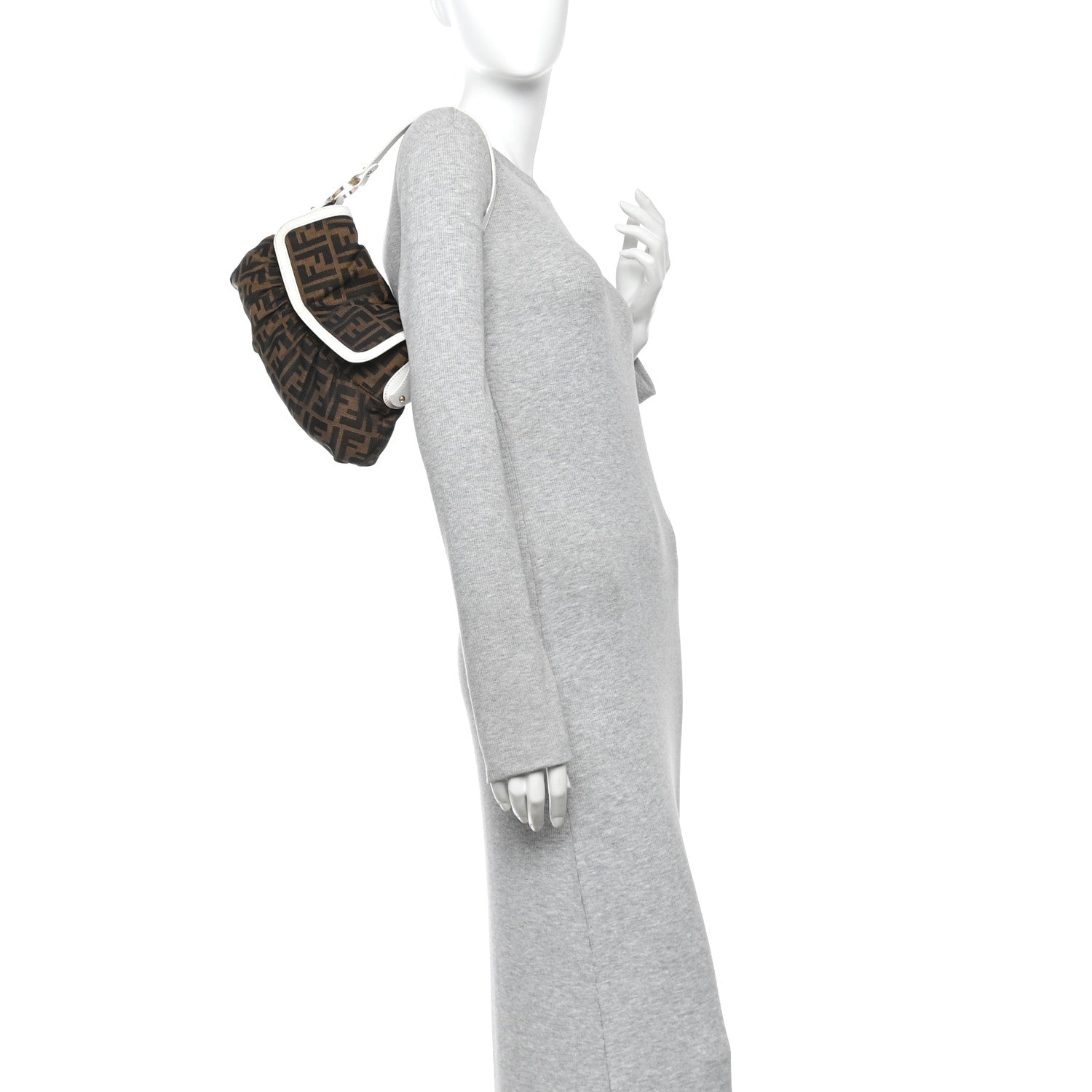 Fendi Zucca Cuoio Lucido Small Chef Shoulder Bag Tobacco White 2 of 9