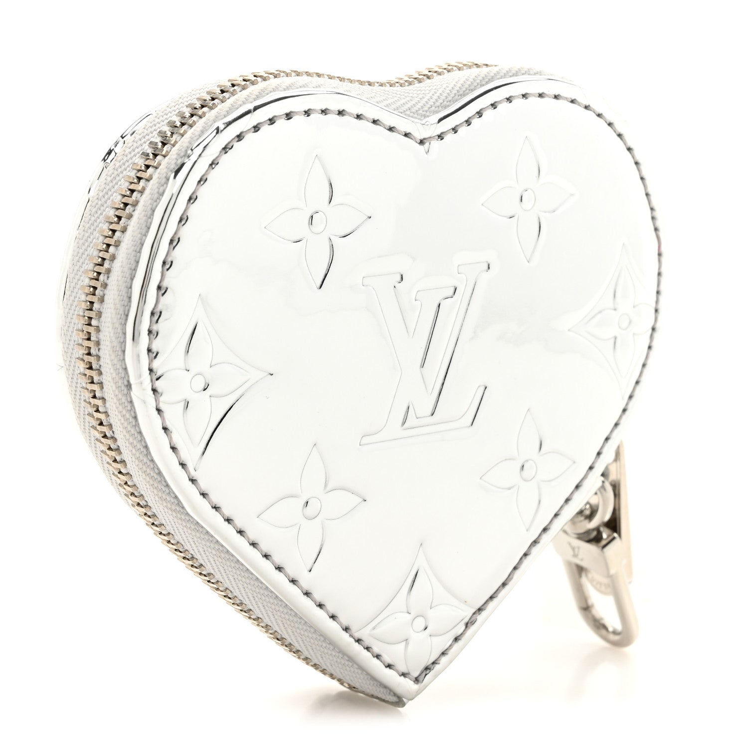 Louis Vuitton Monogram Mirror Heart Coin Purse Silver 3 of 7