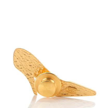 Chanel Enamel Pearl CC Pump Brooch Black Gold 3 of 5