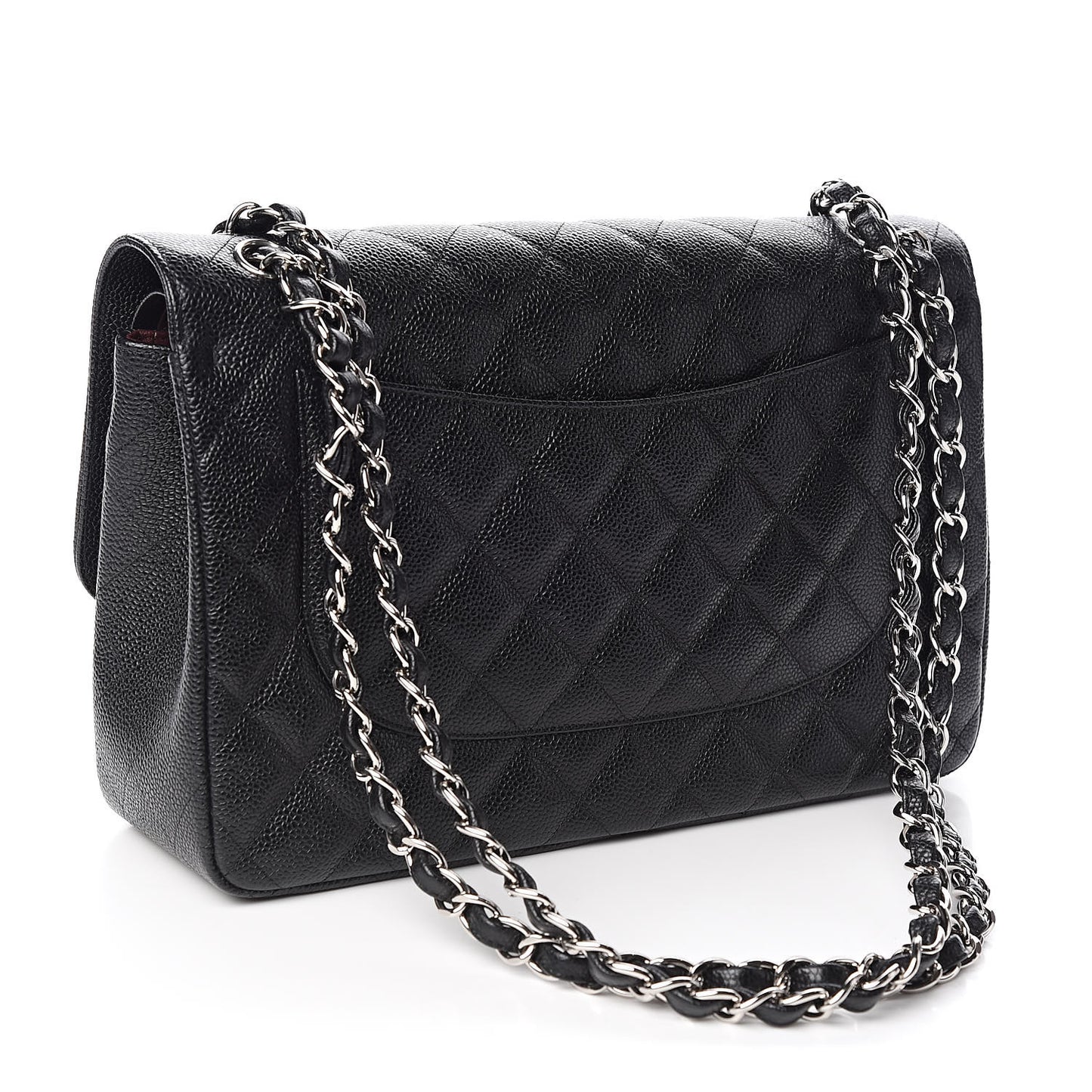 Caviar Quilted Jumbo Double Flap Black