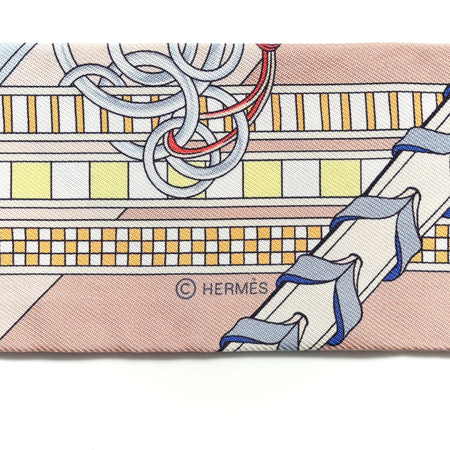 Hermes Silk Brides et Gris Twilly Rose Poudre Bleu Gris 4 of 6