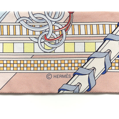 Hermes Silk Brides et Gris Twilly Rose Poudre Bleu Gris 4 of 6