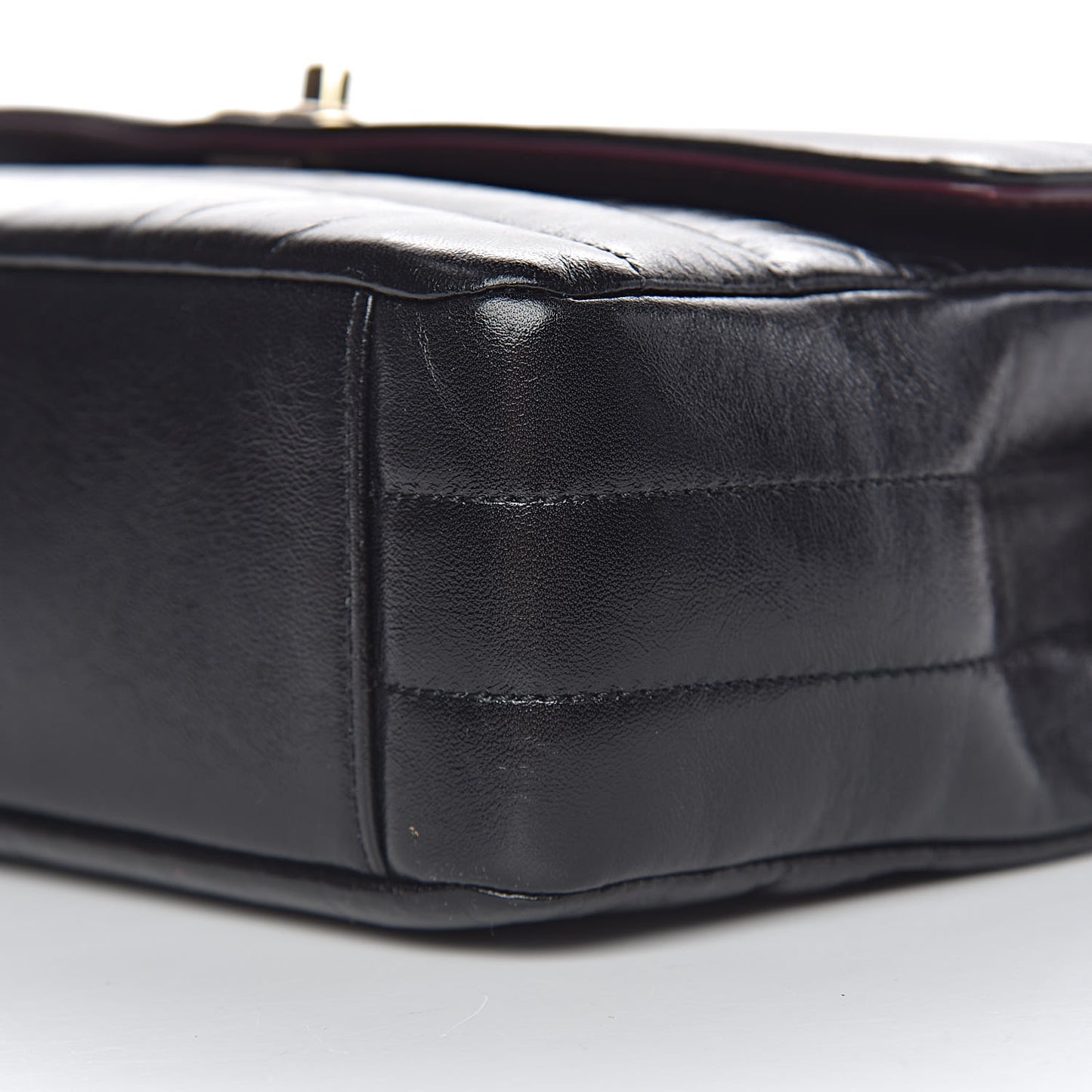 Shiny Lambskin Chevron Quilted Miroir Black