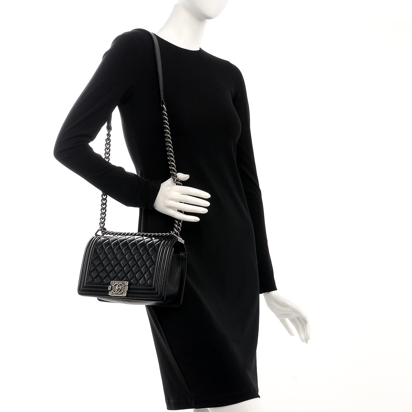 Lambskin Quilted Medium Boy Flap Black