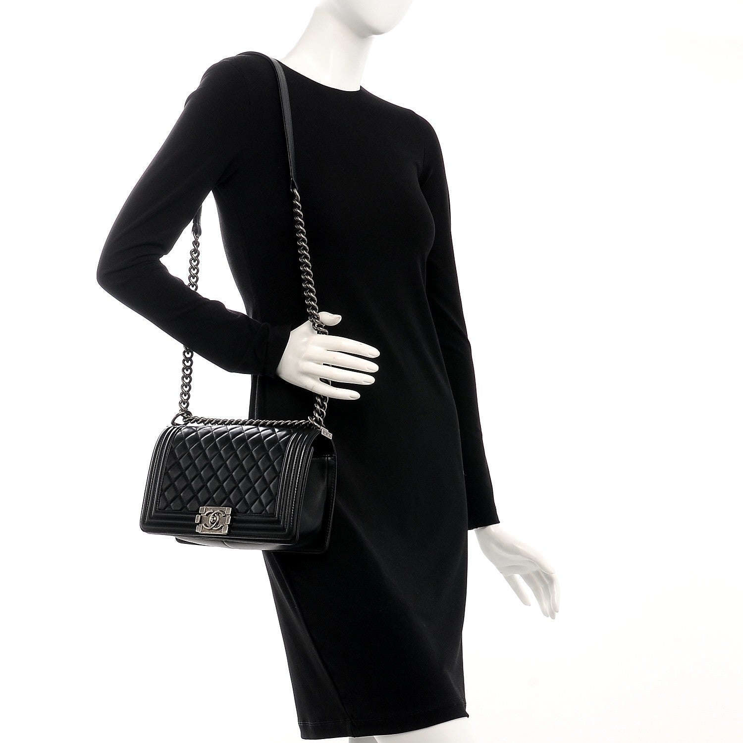 Chanel Lambskin Quilted Medium Boy Flap Black 2 of 9