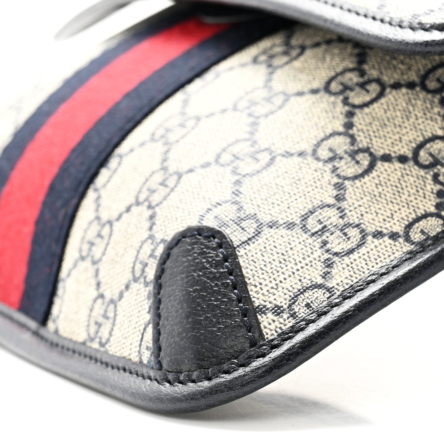 Gucci GG Supreme Monogram Web Small Ophidia Belt Bag 90 36 Beige Navy 10 of 10