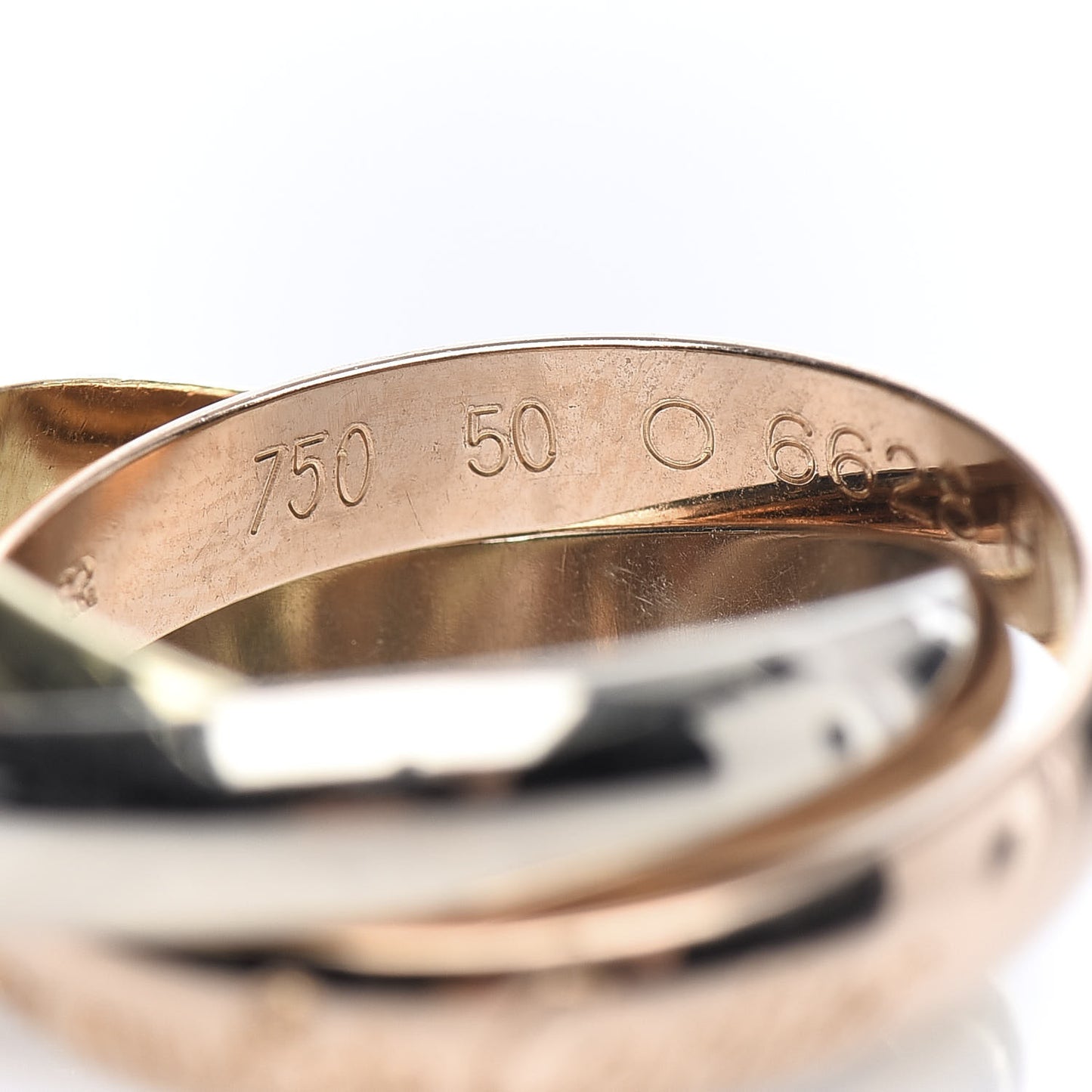 18K Pink Yellow White Gold Classic Les Must De Trinity Ring 50 5.25