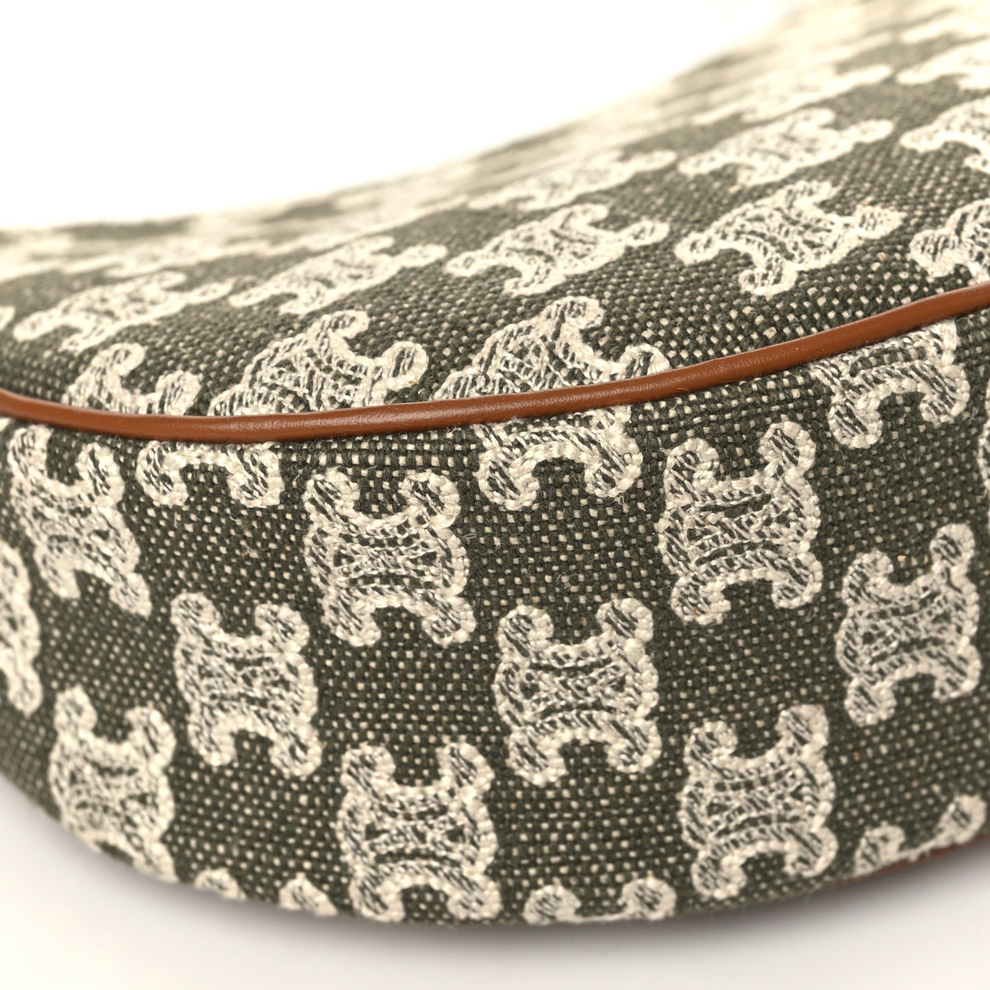 Canvas Calfskin Ava Triomphe Shoulder Bag Green