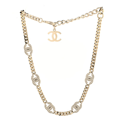 Chanel Metal Crystal Chain CC Choker Gold Silver 3 of 5