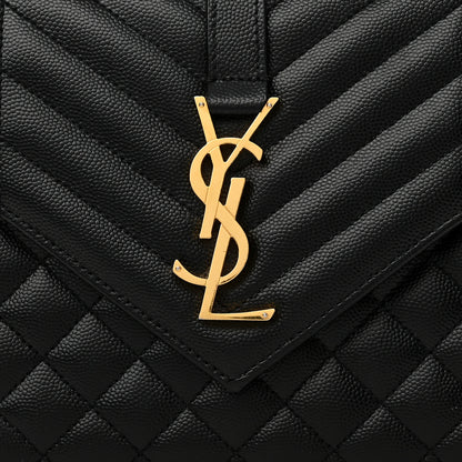 Saint Laurent Grain De Poudre Textured Mixed Matelasse Triquilt Medium Monogram Satchel Black 8 of 12