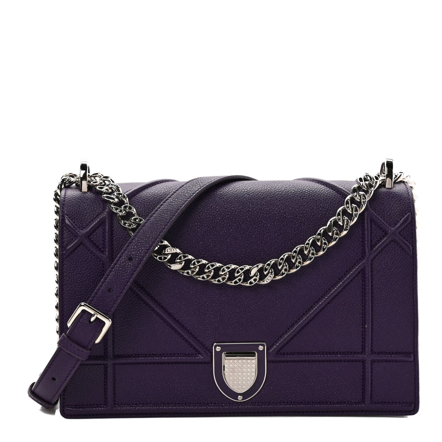 Grained Calfskin Medium Diorama Flap Bag Purple