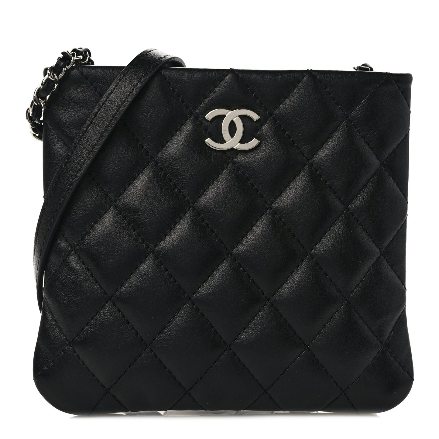 Lambskin Quilted Crossbody Bag Black