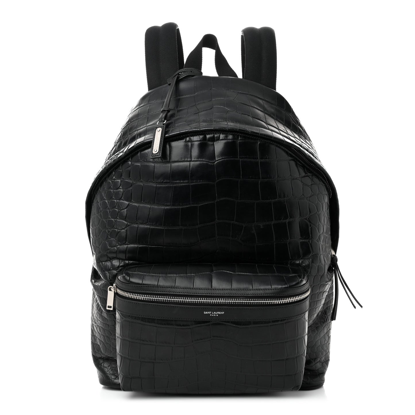 Calfskin Crocodile Embossed City Backpack Black