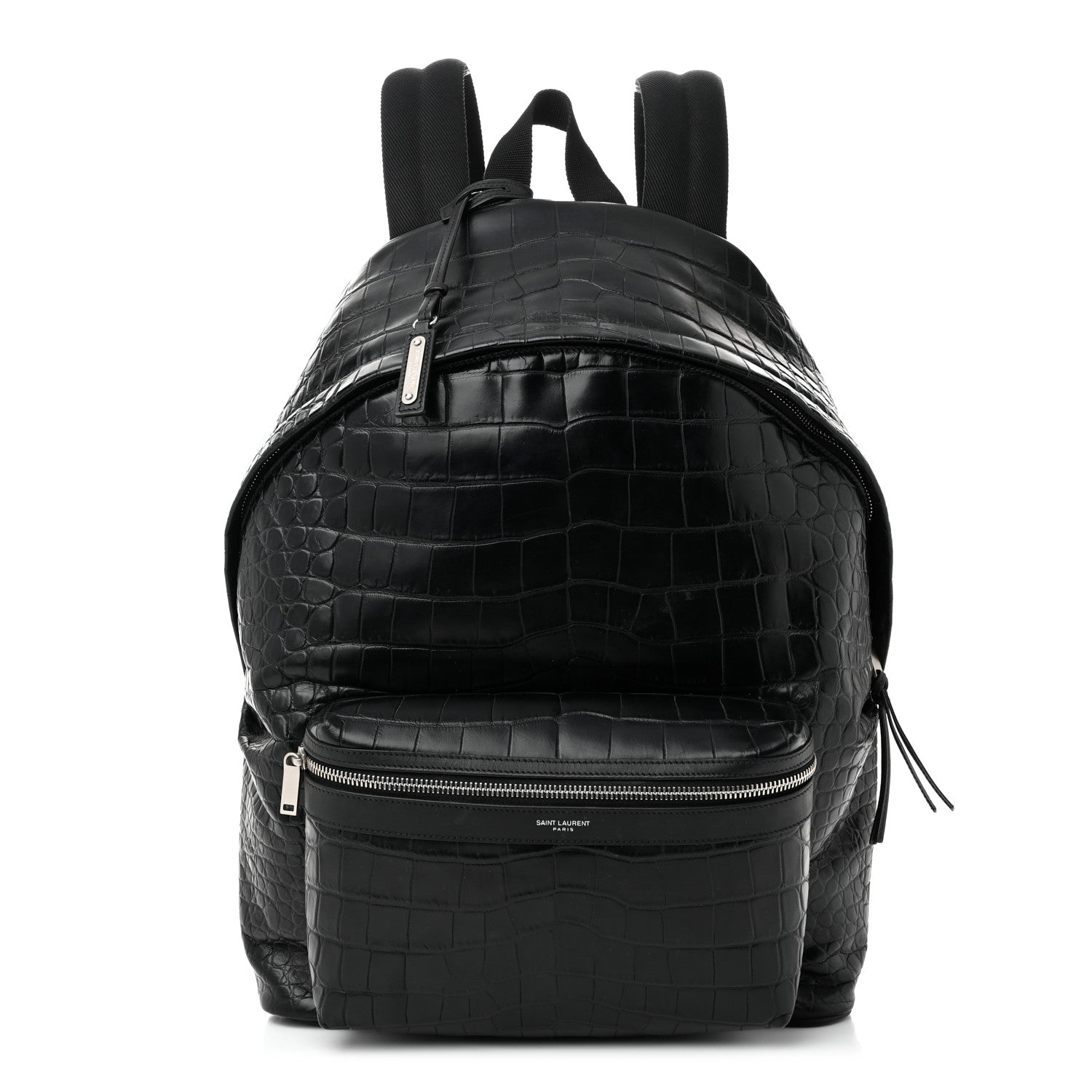 Saint Laurent Calfskin Crocodile Embossed City Backpack Black 1 of 9