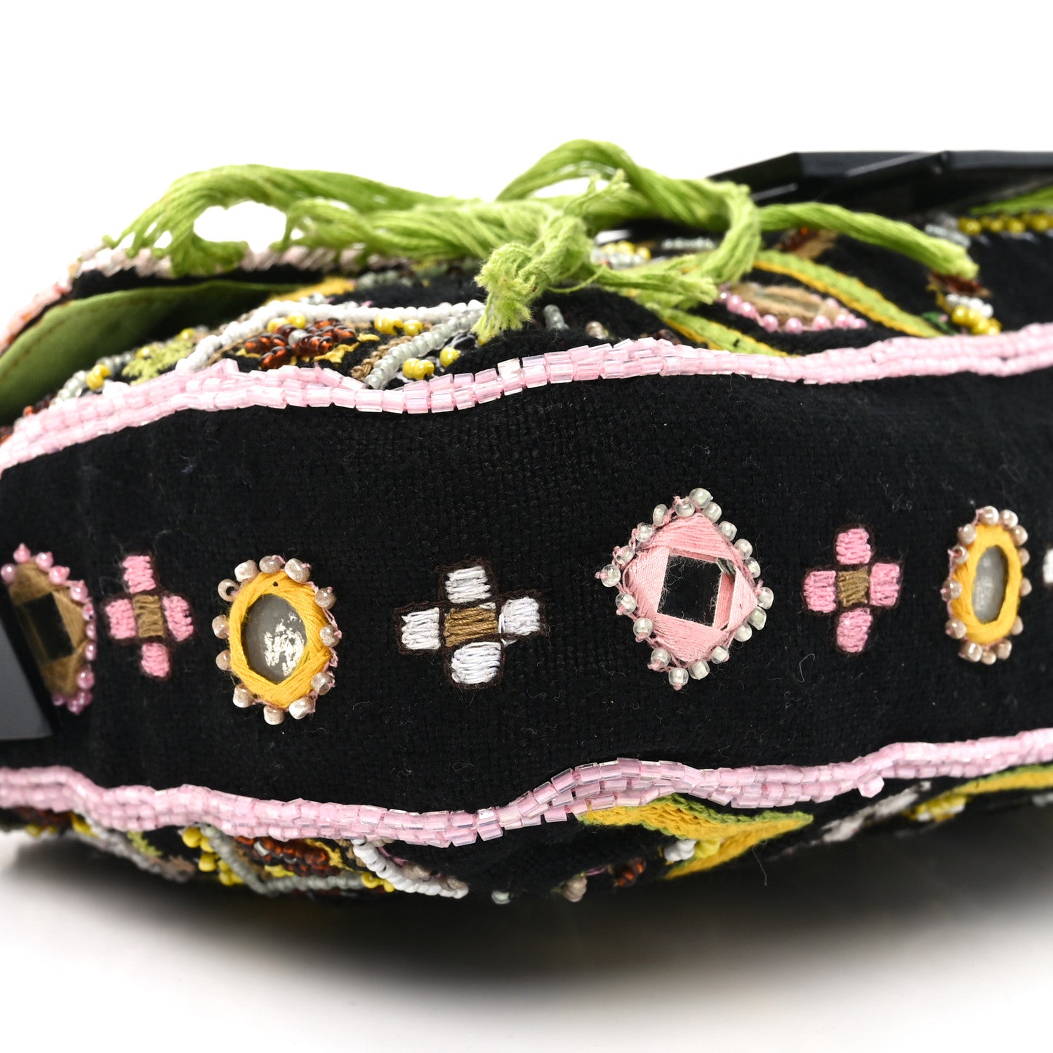 Fendi Satin Beaded Baguette Black Multicolor 8 of 9