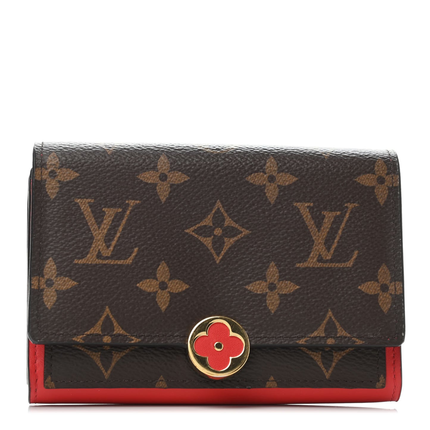 Monogram Flore Compact Wallet Coquelicot