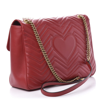 Gucci Calfskin Matelasse Large GG Marmont Shoulder Bag Hibiscus Red 3 of 10