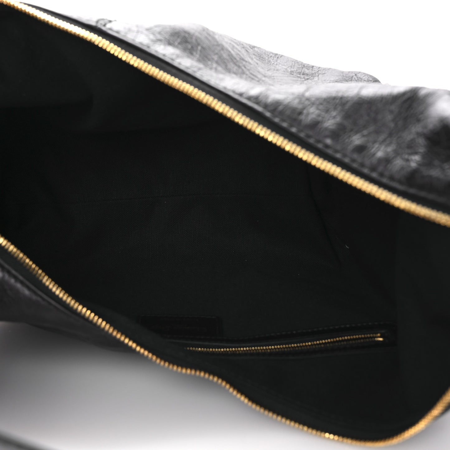 Crinkled Calfskin Large Grand Tour Multipocket Bag Black