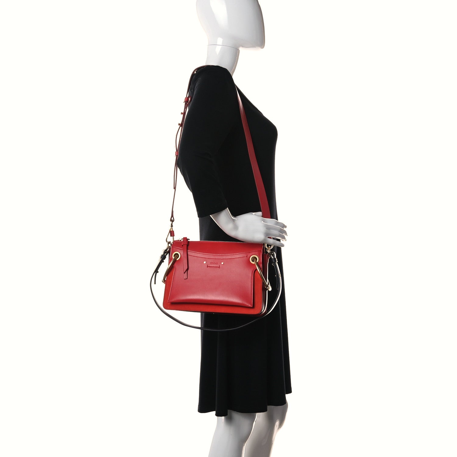 Chloe Calfskin Suede Small Roy Bag Plaid Red 3 of 11