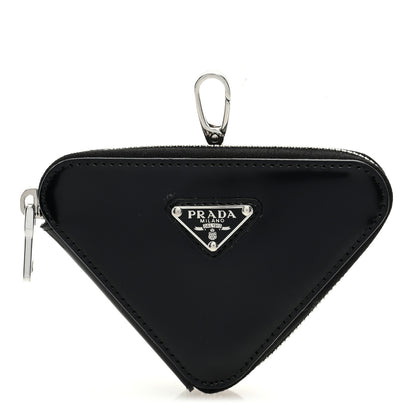 Prada Spazzolato Triangle Coin Pouch Bag Charm Black 1 of 6