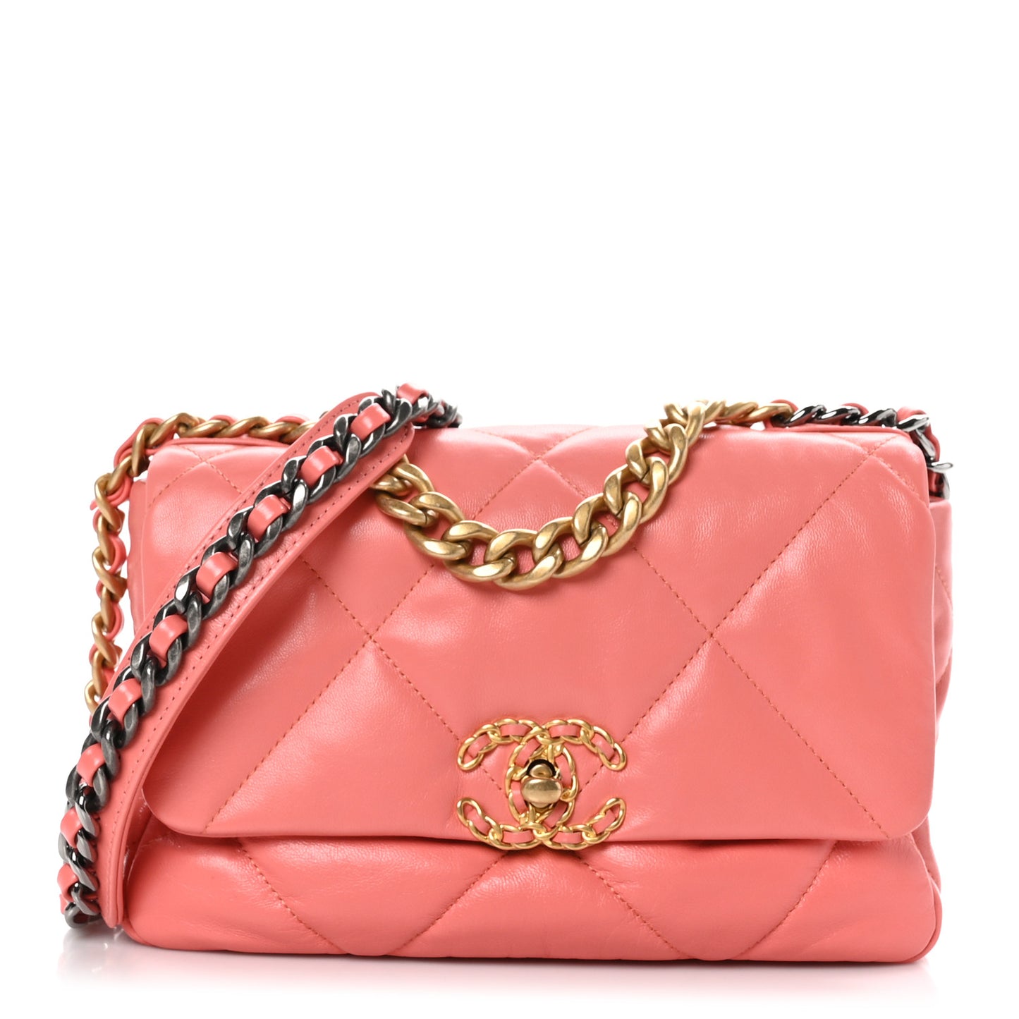Goatskin Quilted Medium Chanel 19 Flap Pink