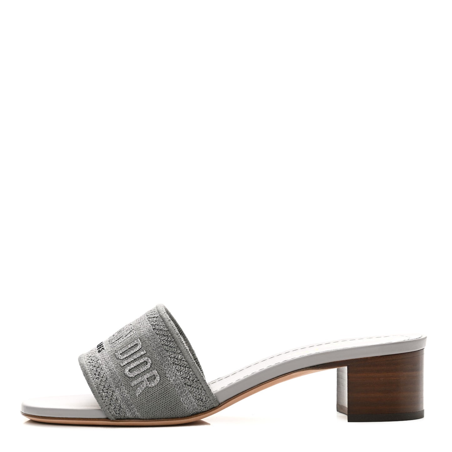 Canvas Lame Embroidered Dway 50mm Slide Sandals 37.5 Metal Grey
