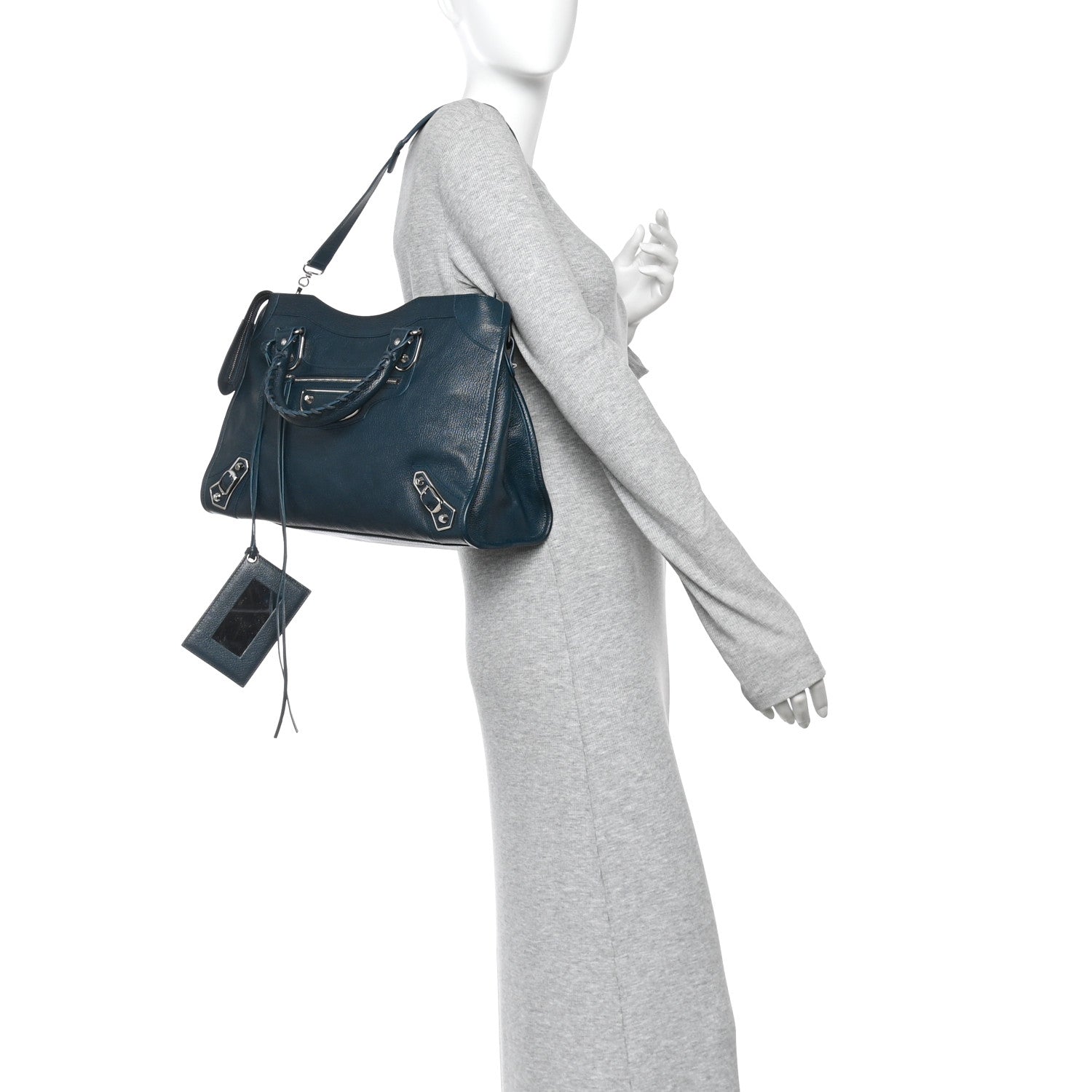 Balenciaga Chevre Silver Metallic Edge Hardware City Bleu Paon 2 of 11