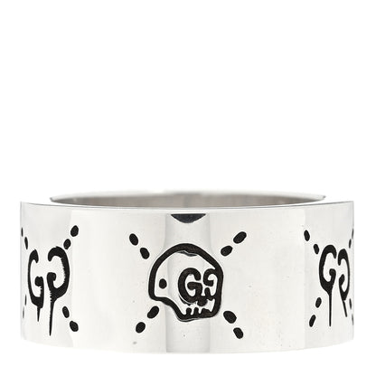 Gucci Sterling Silver GucciGhost Hamlet Skull Band Ring 54 6.75 1 of 4
