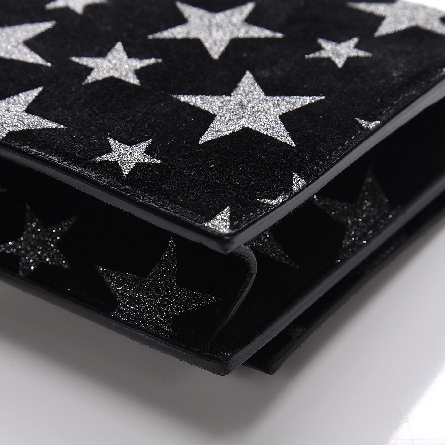 Suede Calfskin Monogram Tassel Stars Chain Wallet Black