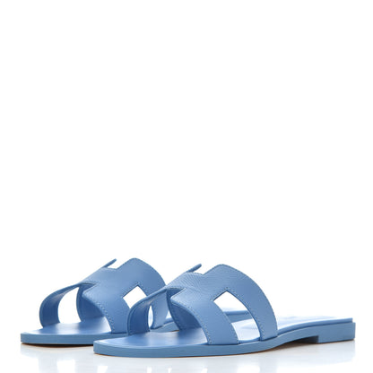 Hermes Epsom Oran Sandals 35 Bleu Faience 3 of 12