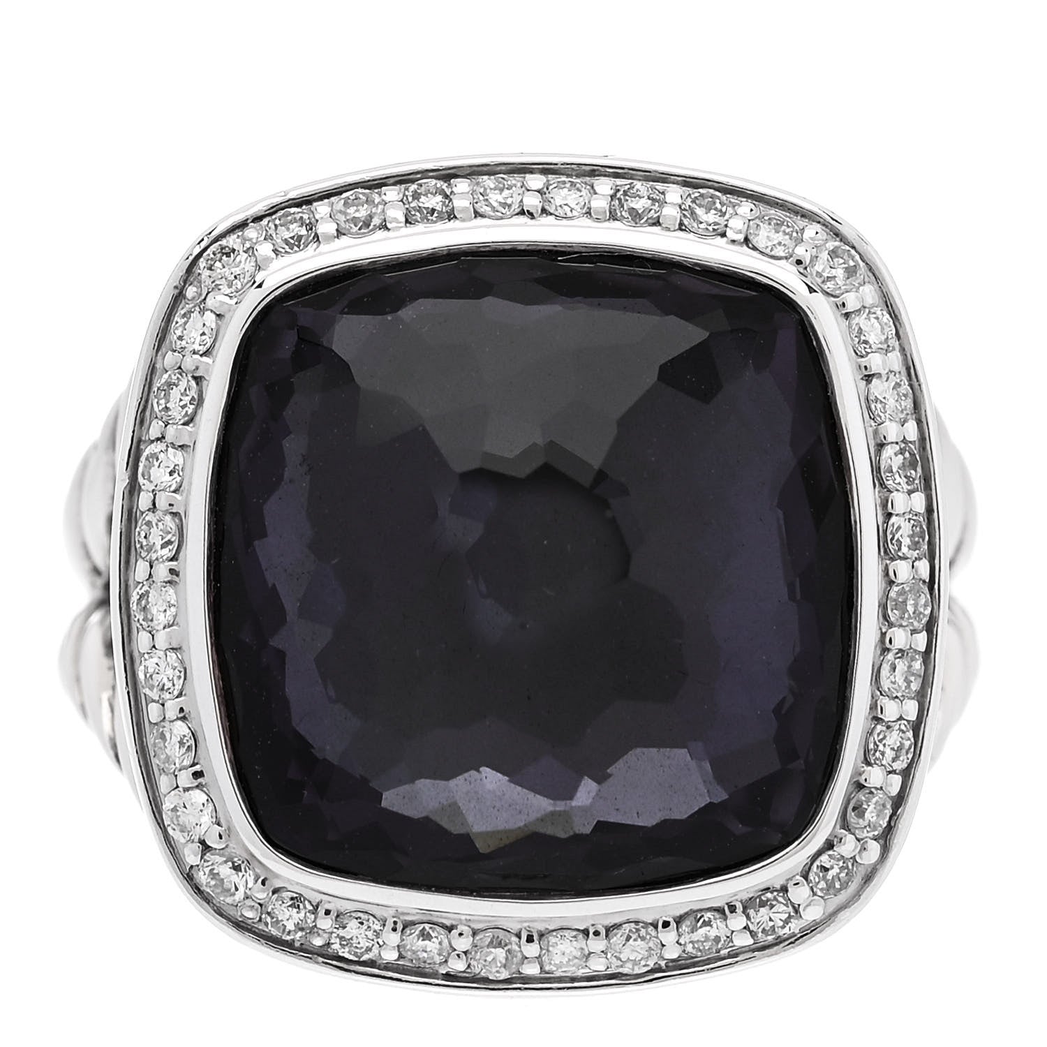 David Yurman Sterling Silver Diamond Black Orchid 14mm Albion Ring 51 5.75 1 of 5